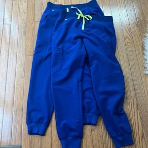 Small blue Figs jogger scrub pants x 2. Worn and washed 1 time.